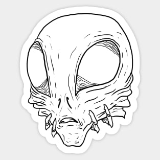 Scary Alien Monster Horror Black Lineart Sticker